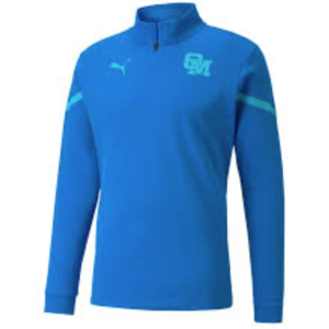 OM - SWEAT PREMATCH PUMA 1/4 ZIP PEACOAT-BLEU AZUR SAISON 2021-2022 S