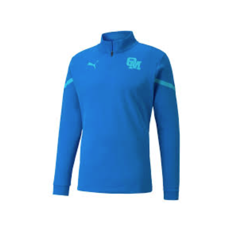 OM - SWEAT PREMATCH PUMA 1/4 ZIP PEACOAT-BLEU AZUR SAISON 2021-2022 S