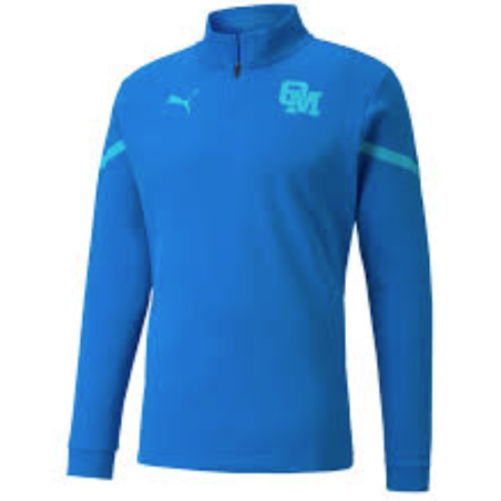 OM - SWEAT PREMATCH PUMA 1/4 ZIP PEACOAT-BLEU AZUR SAISON 2021-2022 S