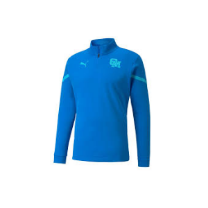 OM - SWEAT PREMATCH PUMA 1/4 ZIP ELECTRIC BLUE LEMONADE SAISON 2021-2022 S