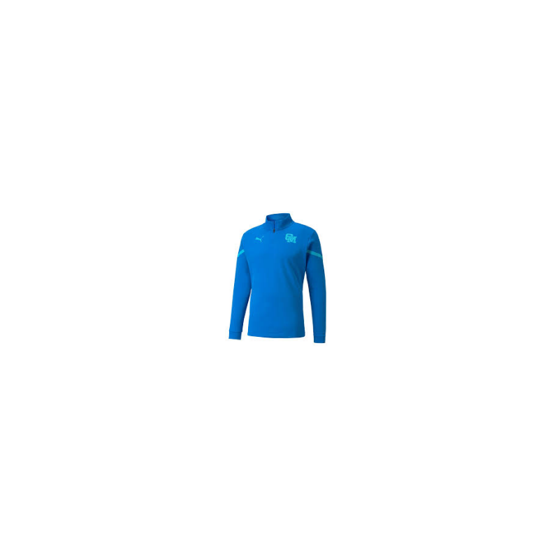 OM - SWEAT PREMATCH PUMA 1/4 ZIP ELECTRIC BLUE LEMONADE SAISON 2021-2022 S