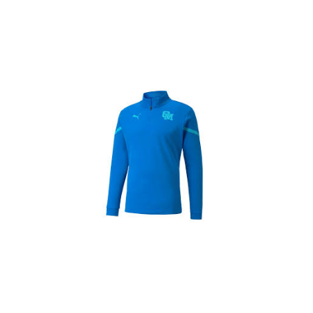 OM - SWEAT PREMATCH PUMA 1/4 ZIP ELECTRIC BLUE LEMONADE SAISON 2021-2022 S